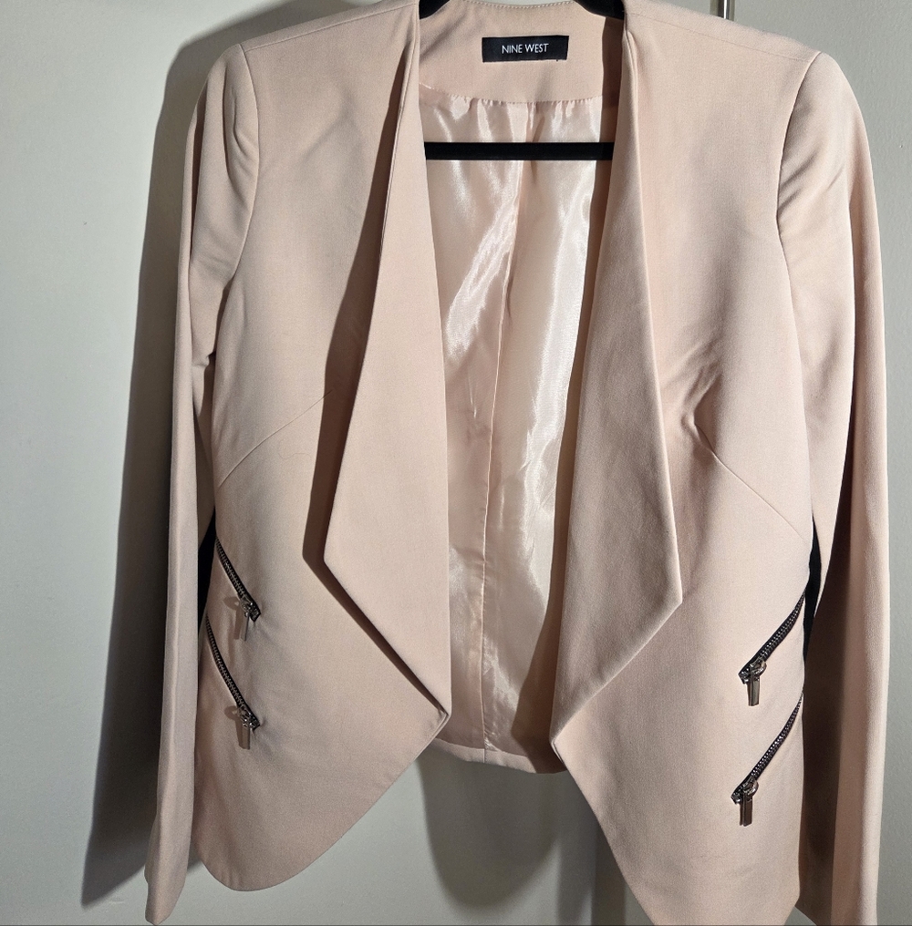 Nine West Women's Light Pink Blazer with Zipper Accents